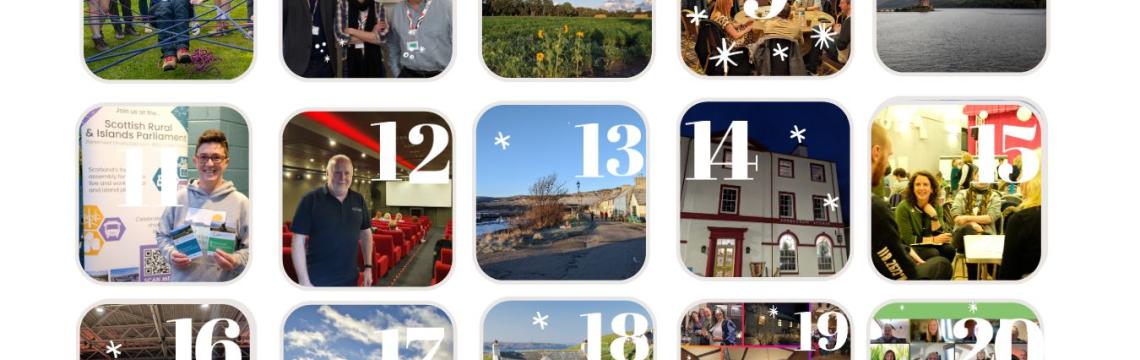 Image of 25 small pictures in the form of an advent calendar